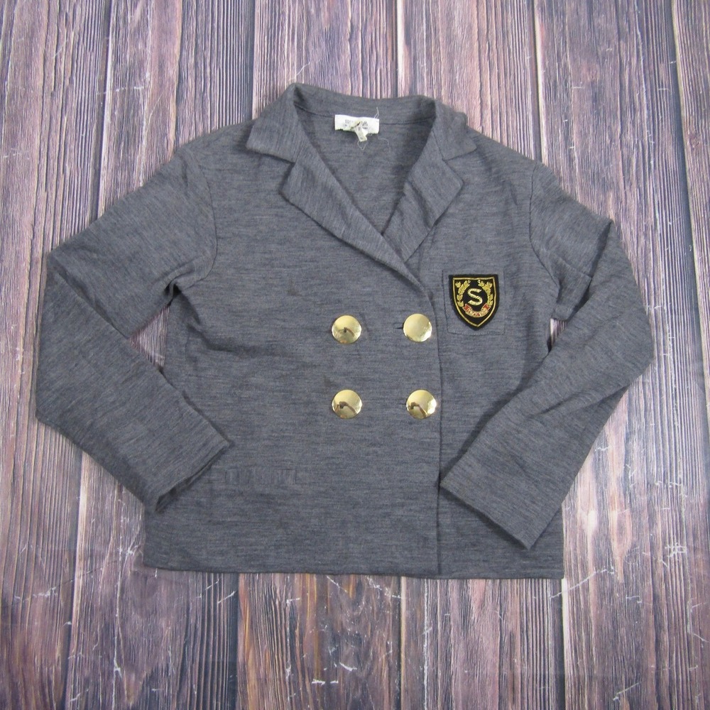 Sonia By Sonia Rykiel Button-Up Womens 38 Gray Wool Crest Blazer Granny Core